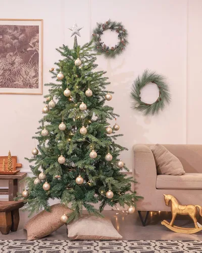Vista 3 de WDS WONDROUS Adornos de bola colgante de Navidad de cristal, 12 bolas Champán