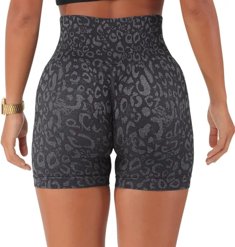 Vista 2 de RUUHEE - Pantalones cortos de yoga sin costuras para mujer, cintura alta de 5 pulgadas. Pantalones cortos de entrenamiento