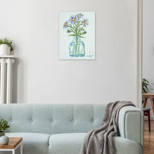 Vista 4 de Fine Art Canvas Lienzo impreso de Aster-Flower of the Month de septiembre, obra de arte de Morgan Harrington, 15.0 in de ancho x 19.7 in de alto