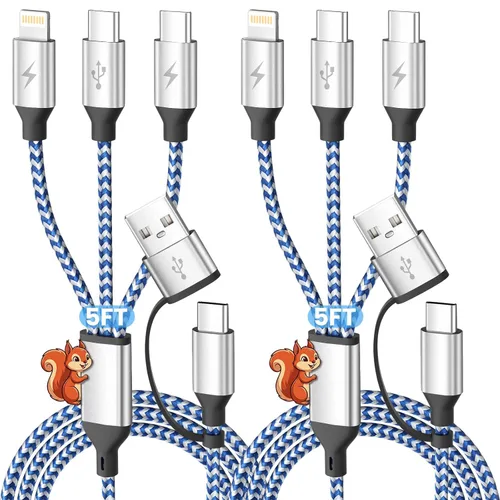 Vista 14 de Cable de carga múltiple 4 en 2, cable USB C a USB C con 4 X tipo C, cable de carga de teléfono de viaje para iPhone 17/16/15, Galaxy, Android