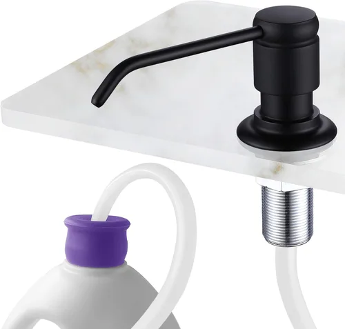 Vista 11 de GAGALIFE Dispensador de jabón para fregadero de cocina (níquel cepillado) y kit de tubo de extensión, cabezal completo de latón, tubo de silicona