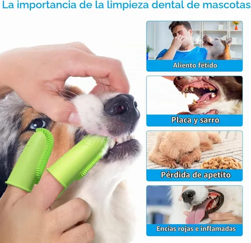 Vista 3 de Paquete de 2 cepillos de dientes para perro, cerdas envolventes de 135º para facilitar la limpieza de los dientes, cepillo de dientes para el Azul