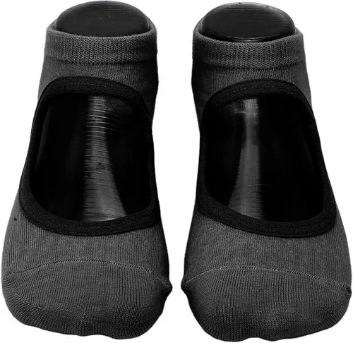 Vista 7 de TOPINCN Calcetines de yoga para mujer, diseño de búfer interno, calcetines de pilates para mujer, agarre fuerte para deportes, Negro