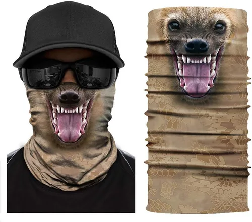 Vista 3 de Máscara facial, bufanda, protector y calentador de cuello, gorro, diseño animal 3D, a prueba de viento, microfibra, multifuncional, para andar