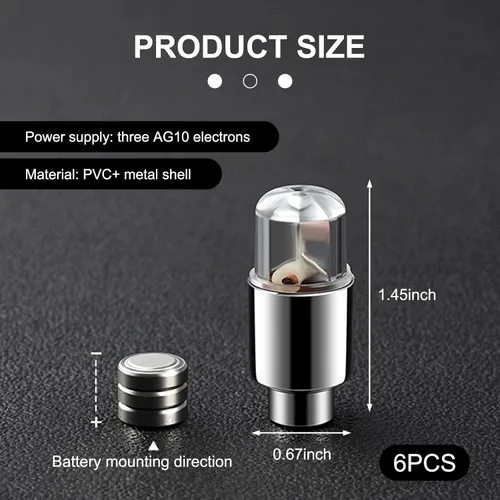 Vista 2 de ZKFAR 6 unidades de luz de tapa de vástago de válvula de cubo de rueda de automóvil, luz impermeable para válvulas de flash de neumáticos, Azul