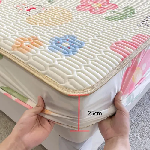Vista 2 de FCLDESHOP Comfort Hotel - Sábana bajera ajustable con bolsillo profundo con estampado de látex de verano, para dormitorio de niños y niñas, Flor