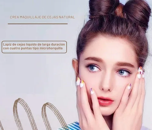 Vista 6 de Lápiz de cejas Microblading con 4 puntas de tenedor, crea maquillaje duradero, cubierta de lápiz de cejas natural profesional, áreas dispersas