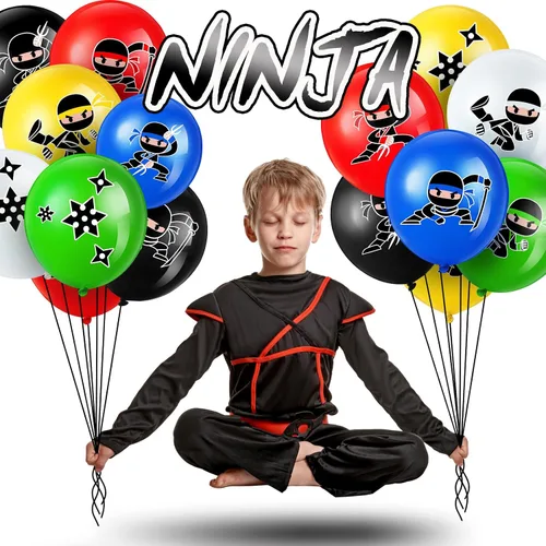 Vista 3 de Deekin - 60 globos ninja para decoraciones de fiesta de cumpleaños Multicolor