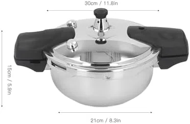 Vista 7 de VBESTLIFE Mini olla a presión de acero inoxidable de 1.8L con protección automática de detección de presión, 80KPA, mango doble, adecuada para todos
