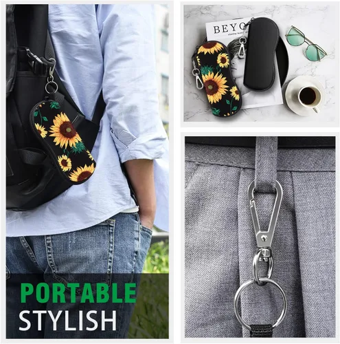 Vista 8 de MoKo Estuche suave para lentes de sol, paquete de 2, estuche de neopreno portátil ultraligero con cremallera para gafas, caja de seguridad