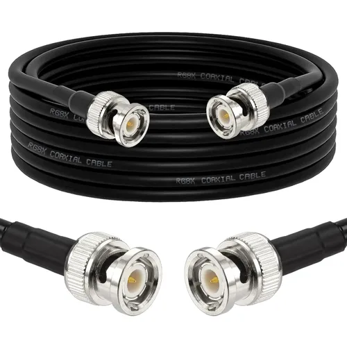 Vista 9 de Superbat Cable BNC a BNC de 6 pies, cable coaxial de extensión BNC RG8X de 50 ohmios Puente macho BNC resistente para radio bidireccional, antena