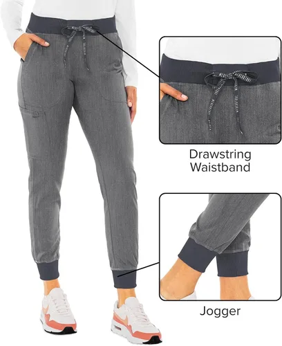 Vista 4 de Med Couture Pantalones de Uniforme Médico (Scrubs) para Mujeres Pantalones Cargo Jogger con 5 Bolsillos, Ligeros, Ultra Suaves, Tela Elástica
