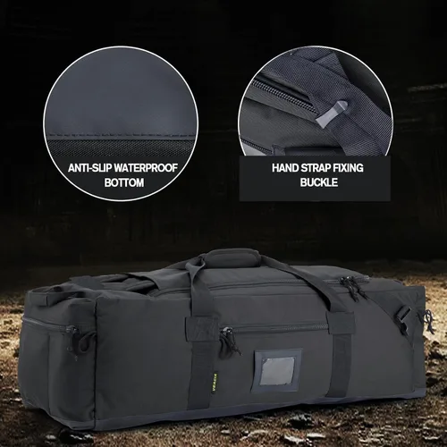 Vista 3 de Bolsa de lona grande de 86 litros para viajes, gimnasio y deportes, poliéster repelente al agua, correas ocultas, compartimento para zapatos, bolsa
