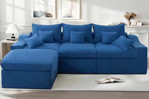 Vista 40 de HABUTWAY Sofá modular modular de 101 pulgadas con asiento profundo, moderno sofá convertible en forma de L, sofá tapizado con diván para sala
