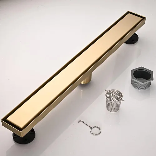 Vista 7 de AVSIILE Desagüe Lineal para Piso de Ducha, Oro Cepillado 12 Pulgadas Acero Inoxidable 304 Kit de Desagües de Baño, Desagüe de Zanja Rectangular