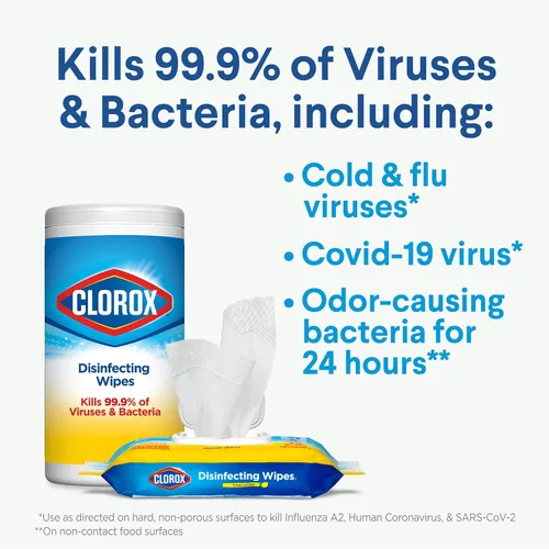 Vista 4 de Clorox 30112 - Toallitas desinfectantes, aroma fresco a limón (525 unidades)