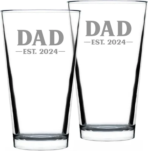 Vista 21 de Dad Est 2023 - Regalo de Vaso de Pinta para Nuevo Padre Primerizo - Vasos Llamativos de 16 Oz Bevvee Dad gift ideas for fathers, husbands and