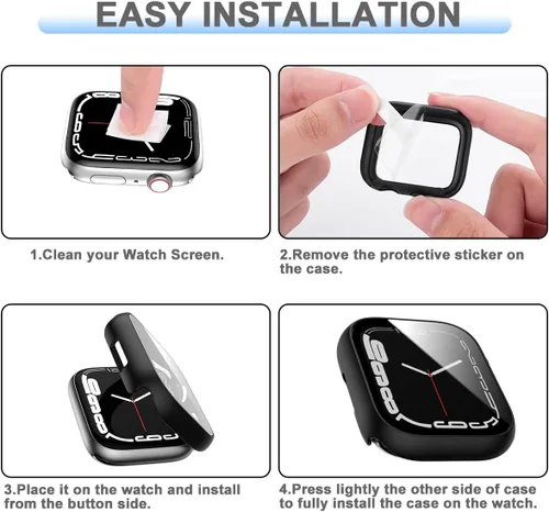 Vista 6 de Rontion - Juego de 6 fundas de PC rígida para Apple Watch de 38 mm (1.496 pulgadas) Series 3/2/1 con protector de pantalla de vidrio templado, funda