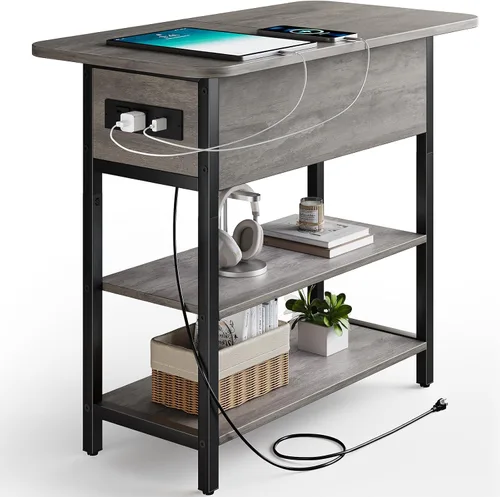 Vista 11 de Yoobure - Mesa auxiliar con estación de carga; mesa auxiliar con tapa abatible, puertos USB y tomas de corriente; mesa de sofá, cama, sala de estar