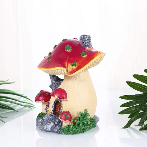 Vista 8 de Happyyami Decoración de plantas de casa de hongos en miniatura, figuras de hadas, estatua de hongos, adorno de estatua de hongo, adorno de bricolaje