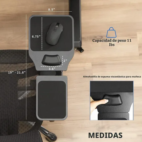 Vista 4 de VIVO - Alfombrilla para mouse con reposabrazos, de madera, color negro