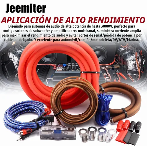 Vista 6 de Kit de cableado de amplificador de calibre 0 de 3000 W con fusible AGU de 100 A, RCA para subwoofers y amplificador