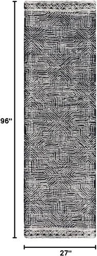 Vista 8 de SAFAVIEH Metro Collection - Alfombra de pasillo de 2 pies 3 pulgadas x 8 pies, negro y marfil, lana geométrica hecha a mano, ideal para zonas