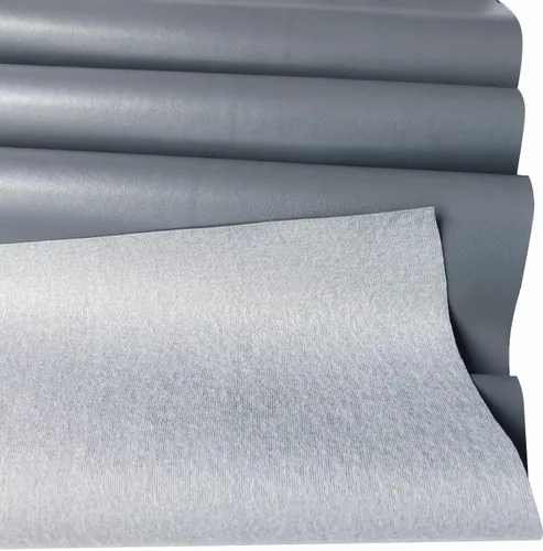 Vista 6 de Cueros Cuero sintético vegano suave gris 1 yarda (36 pulgadas x 56 pulgadas de ancho) cortado por yarda Napa sintética de 0.031 in Tapicería