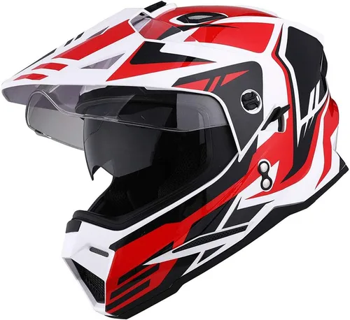 Vista 16 de 1Storm Dual Sport Motocross Off Road Casco de cara completa con visera doble: HF802