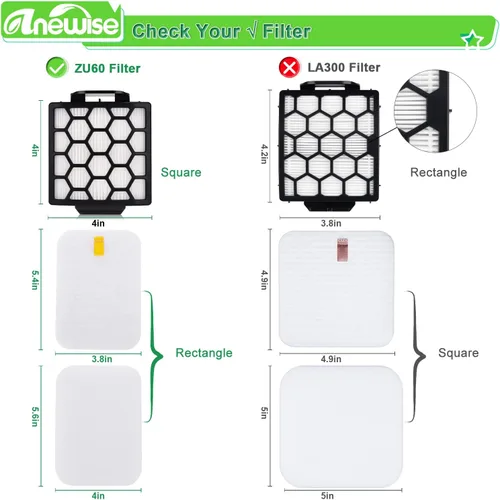 Vista 4 de Anewise Filtro de repuesto para Shark Navigator Zero-M Pet Pro ZU102 ZU60 ZU62 ZU55 NV181 NV150 NV151 NV251 NV251 Rotator NV255 ZU100 ZU81