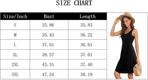 Vista 4 de Akihoo - Vestido de verano para mujer, casual, sin mangas, plisado, liso, corte midi, talla S a 3XL