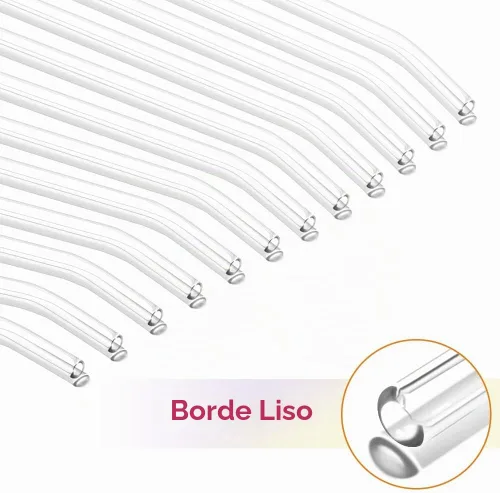 Vista 3 de Paquete de 12 popotes de vidrio reutilizables - 8" x 8 MM, popotes de vidrio curvos para beber con 2 cepillos de limpieza, popotes reutilizables