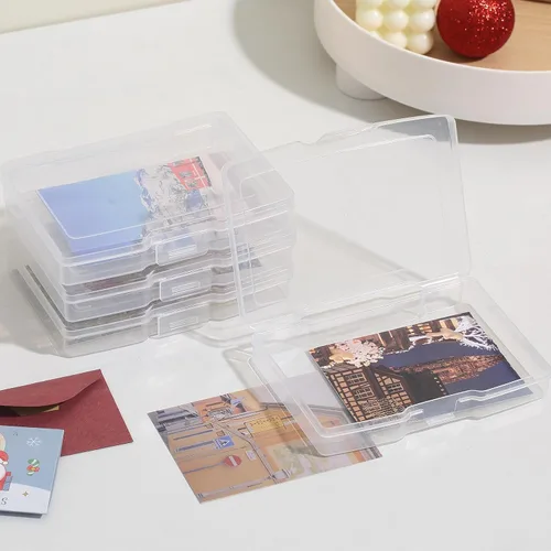 Vista 5 de novelinks Organizadores de fotos transparentes de 4 x 6 pulgadas y caja de almacenamiento de fotos con asa, 16 fundas interiores para fotos