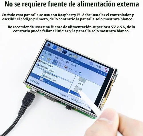 Vista 4 de Hosyond Panel de Pantalla LCD TFT de 3.5 Pulgadas, 480x320, Táctil, SPI para Raspberry Pi B, B+, 2B, 3B, 3B+, 4B, 5
