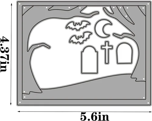 Vista 2 de Tumbas y fantasmas de Halloween troquelados para hacer tarjetas, troqueles de corte de metal, troqueles de papel para álbumes de recortes