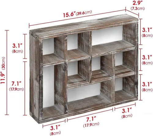 Vista 3 de J JACKCUBE DESIGN MK570A - Estante rústico multiranura, con 9 compartimentos, caja de sombra para montaje en pared, para colección, estuche cuadrado
