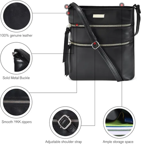 Vista 5 de ESTALON Bolso cruzado de cuero para mujer, pequeño cruzado largo sobre el hombro, bolsos y bolsos para mujer, Bolsos