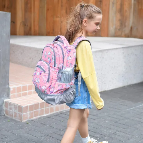 Vista 8 de Mochila rodante de 16 pulgadas, nueva mochila TILAMI para laptop con ruedas para niñas y niños en la escuela, Unicorn