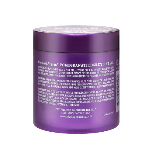 Vista 4 de Nicole & Alyssa - Gel Edge Control 5oz - Extracto de granada, fijación duradera, fórmula sin escamas, acabado elegante
