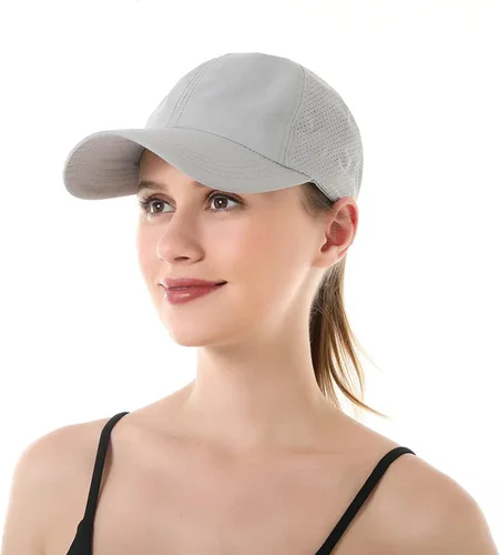 Vista 5 de Gorra de béisbol para mujer, con diseño de cola de caballo, ajustable, de malla de secado rápido, para correr, deportes, camionero