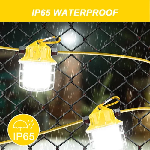 Vista 3 de RIUVAO Cadena de luces LED de construcción de 100 pies, súper brillante de 150 W, 15000 lm, impermeable, IP65, luces de trabajo, luces temporales