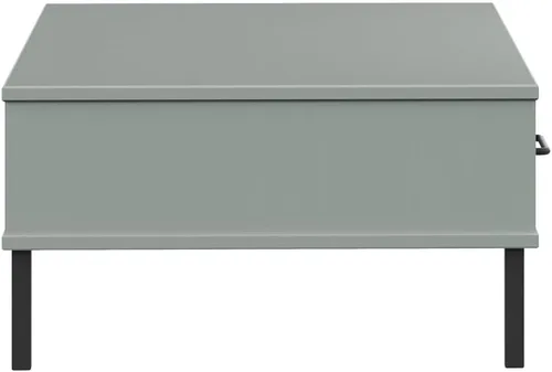 Vista 7 de Grey Solid Pine Wood Coffee Table, 21.7x39.4x11.4 in Metal Low Living Room Table with Storage Drawer, Industrial Style Mesa de Centro para Sala
