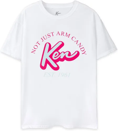 Vista 4 de Barbie Camiseta blanca para hombre Ken Not Just Arm Candy Graphic Tee Camiseta blanca de manga corta para hombre Regalo de película novedosa