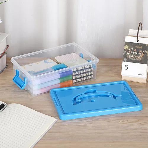 Vista 6 de BTSKY Caja de almacenamiento de plástico transparente pequeña con tapa, 9 x
