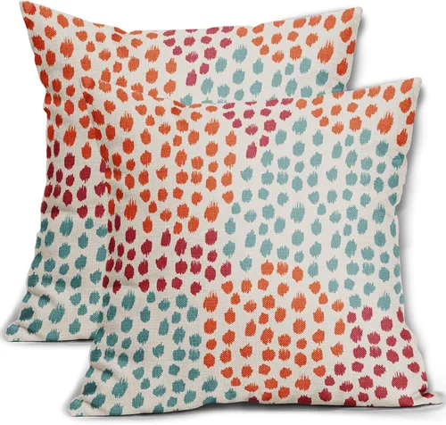 Vista 85 de Sweetshow Juego de 2 fundas de almohada de 16 x 16 pulgadas, diseño bohemio, con diseño de lunares, moderno y moderno, para exteriores, decorativas