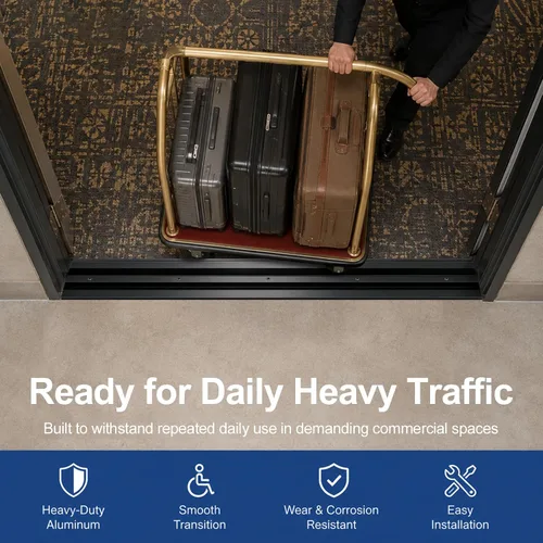 Vista 3 de Aluminum Threshold Strip, 5″Wide Floor Transition Strip for Doorways Negro