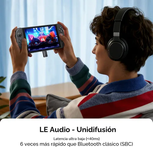 Vista 4 de UGREEN Adaptador Bluetooth USB-C para PS5, consolas de juegos y PC, transmisor Bluetooth 6.0 con LE Audio, aptX Adaptive/HD/aptX/SBC, emparejamiento