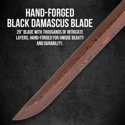 Vista 5 de Shinwa Shirasaya Sword – Color Options Hand-Forged 29" Black Damascus Steel Blade Traditional Japanese Shirasaya with Lacquered Hardwood Saya