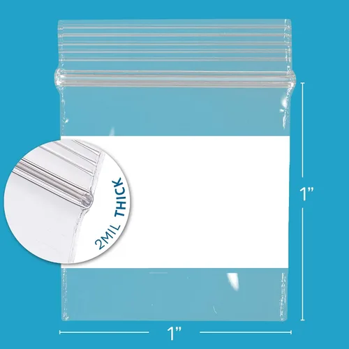Vista 2 de GPI - Mini bolsas con cremallera de 1 x 1 pulgada, paquete de 100 bolsas de plástico transparente con cierre con cremallera con bloque blanco