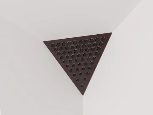 Vista 17 de (Paquete de 2) — Panel acústico de absorción de sonido y difusión para esquinas de techo, trampa de bajos «Triángulo-REDONDOS» de espuma acústica